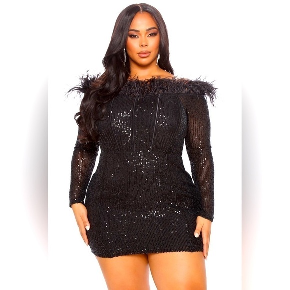 FASHION Nova Black Sequin Cocktail Dress, Champagne Frenzy Sequin